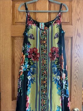 Johnny Was Black Floral Embroidered  Dress